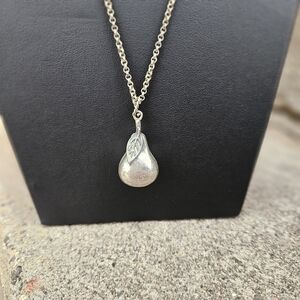 American Eagle Outfitters Silver Pear Pendant Long Necklace Fruit Women's Jewelr